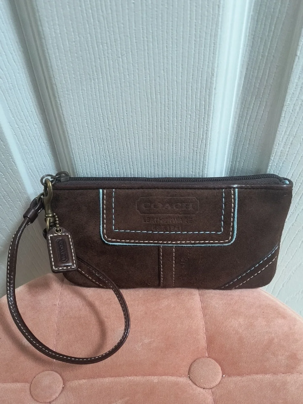 Vintage Coach Brown Suede Wristlet - Picture 1 of 7
